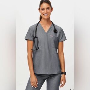 Figs Gray Women's V-Neck Scrub Top and Pants (SET)